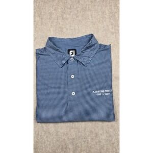 Footjoy‎ Polo Shirt Mens L  Blue Houndstooth Performance Kissing Tree Golf Club